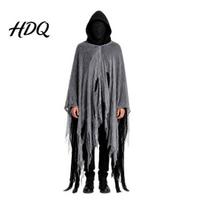 Cosplay Hooded Cape Grim Reaper Costume Halloween Scary with Costume Head Cover juoda