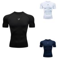 Men Running Compression  Short Sleeve Sport Tees Gym Fitness Sportshirts Male Jogging Tracksuit Homme Athletic Shirt Tops  902 S black