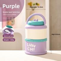 304 Stainless Steel Double Layer Lunch Box With Handle For Adults violetinė