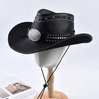 100% Leather Western Cowboy Hat Vintage Roll Brim Cowgirl Jazz Cap Gentleman Church Cap Sombrero Hombre Can Be Adjusted juoda