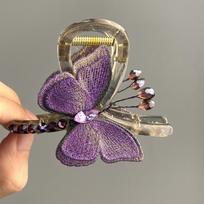 Butterfly Retro Style Embroidery Butterfly Grab Clip Medium Back Head Half Tie Hair Shark Clip Women's Hair Accessories violetinė