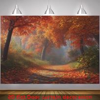 2D flat surface 1-piece autumn forest path fallen leaves background fabric suitable for gardens clubs and farms 47.2x31.5inch/120*80cm