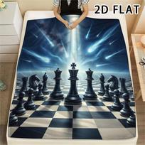 1Pc Chess Print Flannel Blanket,High quality Comfortable for All Seasons,Home Decor,Warmth and Comfort,Perfect for Christmas Gifts 80cm x 120cm