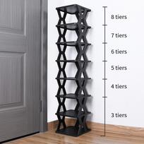 Durable Plastic Shoe Rack for Entryway Assembled Dustproof Shoes Storage Stackable Sturdy Shoe Organizer for Door Entrance black