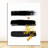 Minimalistinis drobės tapyba Sienų menas Plakatas Spausdinti paveikslėlius Gyvenamasis kambarys Namų interjero dekoravimas Abstraktus juodo aukso teptuko linija 21cm×30cm NoFrame