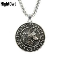 Cool Mens Norse Viking Rune Fenrir Wolf Head Pendant Necklace For Men Women