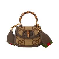 Gucci Bamboo 1947 Jumbo GG Mini Bag Camel/Ebony Women Shoulder_bags Tan 686864-UQLBT-2570 Basic Set (Bag+Dust Bag),Regular Edition