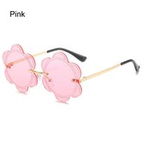 Rimless Flower Sunnies Fashion Sun Glasses Photo Glasses Snowflakes Shades Flower Lens Sunglasses Pink