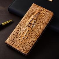 Krokodilo galvos tikros odos atverčiamas dėklas, skirtas Samsung Galaxy A04 A14 A24 A34 A54 A05 A15 A25 A35 A55 A06 A16 A26 A36 A56 A04&Genuine Leather šviesiai ruda spalva