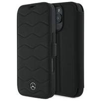 Etui z klapką do iPhone 16 Pro Max Mercedes Waves Skórzane Czarne