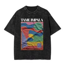 Skalbti Vintažiniai Tame Impala Grafinio Spaudinio Marškinėliai Vyriški Drabužiai Pop Rock Grupės Marškinėliai Vyrams Moterims Mada Retro Per dydžio Marškinėliai L