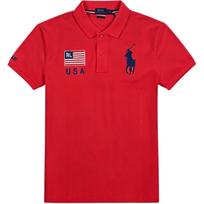 Polo Ralph Lauren Big Pony Embroidered Short Sleeve Polo Shirt Slim Fit Women tops 211711308-002 L red