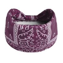 Wide Edge Boho Knot Turbans Headwrap Cashew Print Floral Bandanas Headband Sports Sweatband  Dance raudona/violetinė