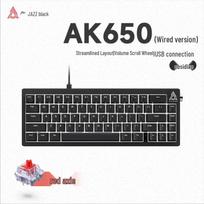 Ajazz AK650 Tri-Mode Hot-Swappable Gasket Mechanical Keyboard juoda spalva