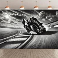 1 item: Motorcycle race track speeding, party banner, festival, birthday, wedding banner, polyester background cloth 47.2x31.5inch/120*80cm