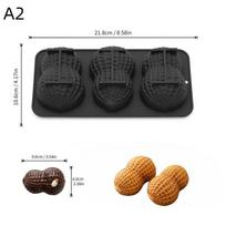 Heat Resistant Silicone Mousse Cake Mold 1Pcs 3 Cell Peanut Walnut Design Food Grade Bake Tool for Home Baking Enthusiasts D