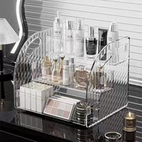 Transparent Acrylic Cosmetic Organizer Easy to Clean Multi-Tier Storage Stand for Vanity Desk Bathroom Organization A