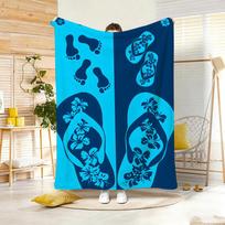 Summer Retro Flip Flop Throw Lightweight 240g Flannel Blanket Soft Skin-friendly for Summer Cooling 75x90cm