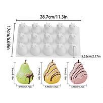 15 Cavity 3D Pear Silicone Mold Heat-Resistant Reusable Baking Mousse Cake Mould DIY Nonstick French Dessert Molds Chocolate balta