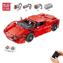 MOLD KING Techniniai sportiniai automobilių žaislai RC motorizuoti MOC-1767 plytos raudonos vorinės mašinos statybiniai blokai vaikams kalėdinė dovana raudona