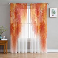Rudens lapai Rudens peizažas Permatomos užuolaidos svetainės langams Skaidrios Voile Tiulio užuolaidos Miegamojo užuolaidos Namų dekoras 135W x 114H(cm)