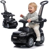 Vaikiškas pasispiriamas automobilis-stumdukas-vaikštynė su rankena ir apsauginiu lanku „Sport car“, juodas
