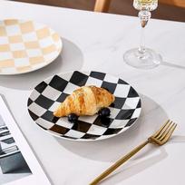 Creative Chess Grid Ceramic Plate Home Dinner Tableware Western Steak Plate Exquisite Bread Dessert Dishes Kitchen Utensils Home