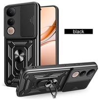 Šarvuotas dėklas Vivo V50 Lite 5G dangtelis, objektyvo apsauga su žiedu, magnetinis laikiklis, coque fundas capa vivo V50 Lite 4G juoda