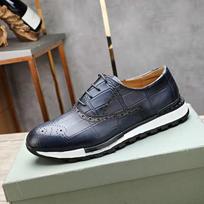 Mens Sneaker Shoes Genuine Cow Leather Oxford Brogue Luxury Designer Lace Up Autumn Daily Casual Shoes for Men 6 mėlyna
