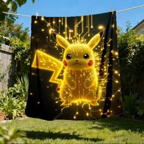 1pc Pikachu, Pokémon Outdoor Flannel Blanket, Lightweight Warm Cozy for Travel Camping Office Soft Polyester Fabric 80x120cm