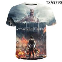 Attack on Titan 3D Digital Print T-Shirt for Men Boys, Anime Graphic Tee, Breathable Polyester Short Sleeve, Casual Streetwear Tops XXS