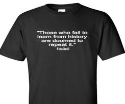 Winston Churchill Quote Learn History Doomed Repeat It Black Cotton T-Shirt M