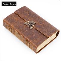 Handmade European Style Cowhide Sketchbook - Retro Traveler Diary Notebook (Thick Bound) brown
