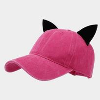 Velvet Cat Ears Baseball Cap Soft Top Summer Fashion Hat for Women Men Couple Unisex Student Daily Unique Trendy Adjustable rožinė raudona spalva