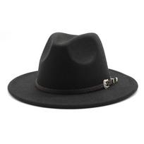 Britiško stiliaus veltinis džiazo fedora skrybėlė 59-61 cm dydžio Panama Trilby skrybėlės moterims vyrams džentelmenui vestuvių vakarėlio skrybėlė M(56-58CM) juoda