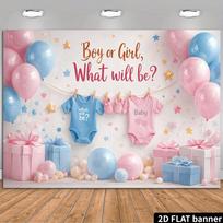 2D Plane Gender Reveal Party Background Cloth - Pink and Blue Theme  Indoor and Outdoor Celebration  Wall Decoration 47.2x31.5inch/120*80cm