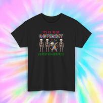 It's OK to Be Different Autism Awareness Shirt S-5XL Inclusion Skeleton Tee XXL