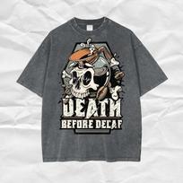 Death Before Decaf T-Shirt, Grunge Skull Coffee Graphic Tee 3XL