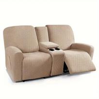 8pcs/set Recliner Sofa Covers All-inclusive Loveseat Center Console Sofa Covers Elastic 2Seater Couch Slipcovers with Cup Holder