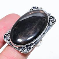 Sunsheen Obsidianas Brangakmenis 925 Sterlingas Sidabras Papuošalas Žiedo Dydis 9.5 K1U49