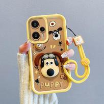 KEYSION Shockproof Case for Xiaomi POCO F5 Pro with Lanyard Soft Silicone Cute 3D Cartoon Doll Phone Back Cover for POCO F5 for POCO F5 beige