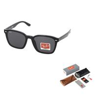 RayBan Solid Color Beautiful Large Frame Sheet Black Injection Molded Irregular Shape Sunglasses Women's 66 juoda