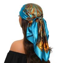 Moterims Skara Prabangus Prekės ženklas Kvadratinė 90*90cm Šilkinis Foulard Satino Bandana Plaukams Minkštas Kaklaskaris Hijabas Plaukų Skaros Moterims 90X90CM
