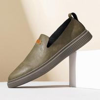 Genuine Leather Mens Loafers Slip On Casual Business Shoes Comfortable Lightweight Walking Shoes Driving Mocassin Hombre 37 chaki