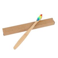 4 6 10PCS Rainbow Colored Double Core Bristles Eco Friendly Bamboo Toothbrush