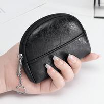 Nauja Sidabrinė Juoda Moteriška Monetinė Maža Rankinė Piniginė Smulkių Pinigų Dėklai Užtrauktuku Pinigų Maišeliai Vaikams Mini Piniginės Odinis Raktų Laikiklis juoda