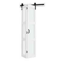 Dvigubos stumdomosios klojimo durys, 914 x 2134 mm, MDF su grūdintu stiklu, Dvigubos stumdomosios spintos durys, Montavimo rinkinys pridedamas, Erdvę taupantis dizainas, Iš anksto surinktos