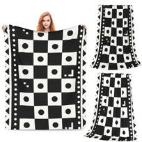 Chess Board Black And White Grid Checkered Blanket Soft Warm Flannel Throw Blanket Bedding for Bed Living room Picnic Home Sofa 80x120cm