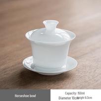 Chaxun Ice Jade Porcelain Horsehoof Gaiwan & Teacups Set