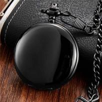 Luxury Smooth Case Mechanical Pocket Watch Men Roman Numerals Watch Steampunk Skeleton Unique Hand Wind FOB Pocket Watch Chain black